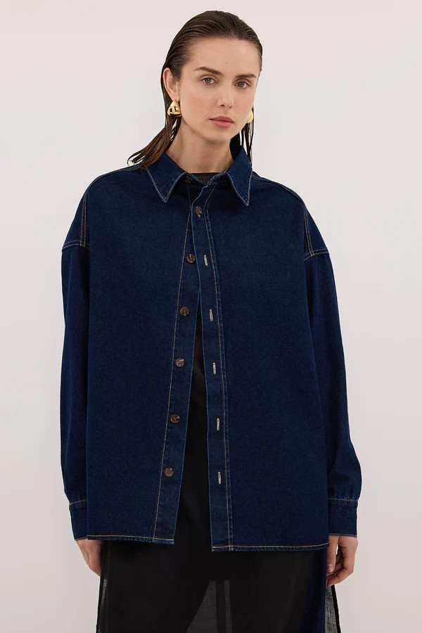 ASHTON INDIGO OVERSIZED DENIM SHIRT | DISSH