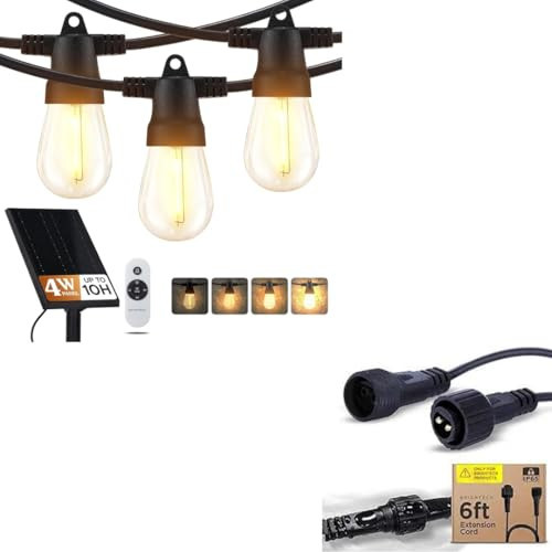 Brightech Bundle: Ambience Pro - 48Ft Remote Control Outdoor String Lights with 15 Shatterproof S14 Bulbs 4W Super Bright + 6 Ft Extension Cord | Amazon (US)