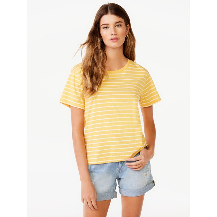Free Assembly Women's Crop Box Tee with Short Sleeves, Sizes XS-XXXL | Walmart (US)