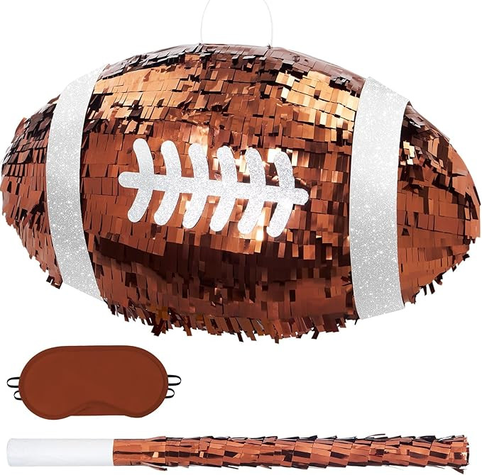 WERNNSAI Football Pinata - Football Birthday Decoration Sports Pinata with Blindfold and Stick fo... | Amazon (US)