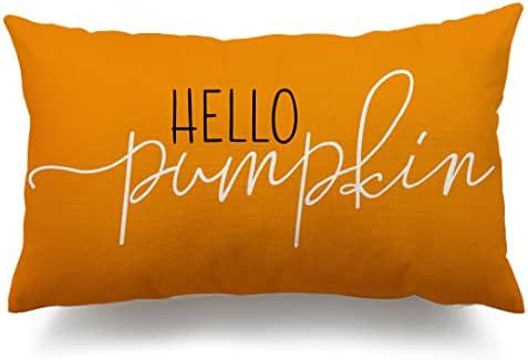 Fall Pillow Covers 12x20 inch, Linen Autumn Hello Pumpkin Throw Pillow Covers for Sofa Bedroom Ou... | Amazon (US)