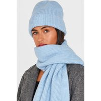 PRETTYLITTLETHING Blue Rib Logo Beanie | PrettyLittleThing UK