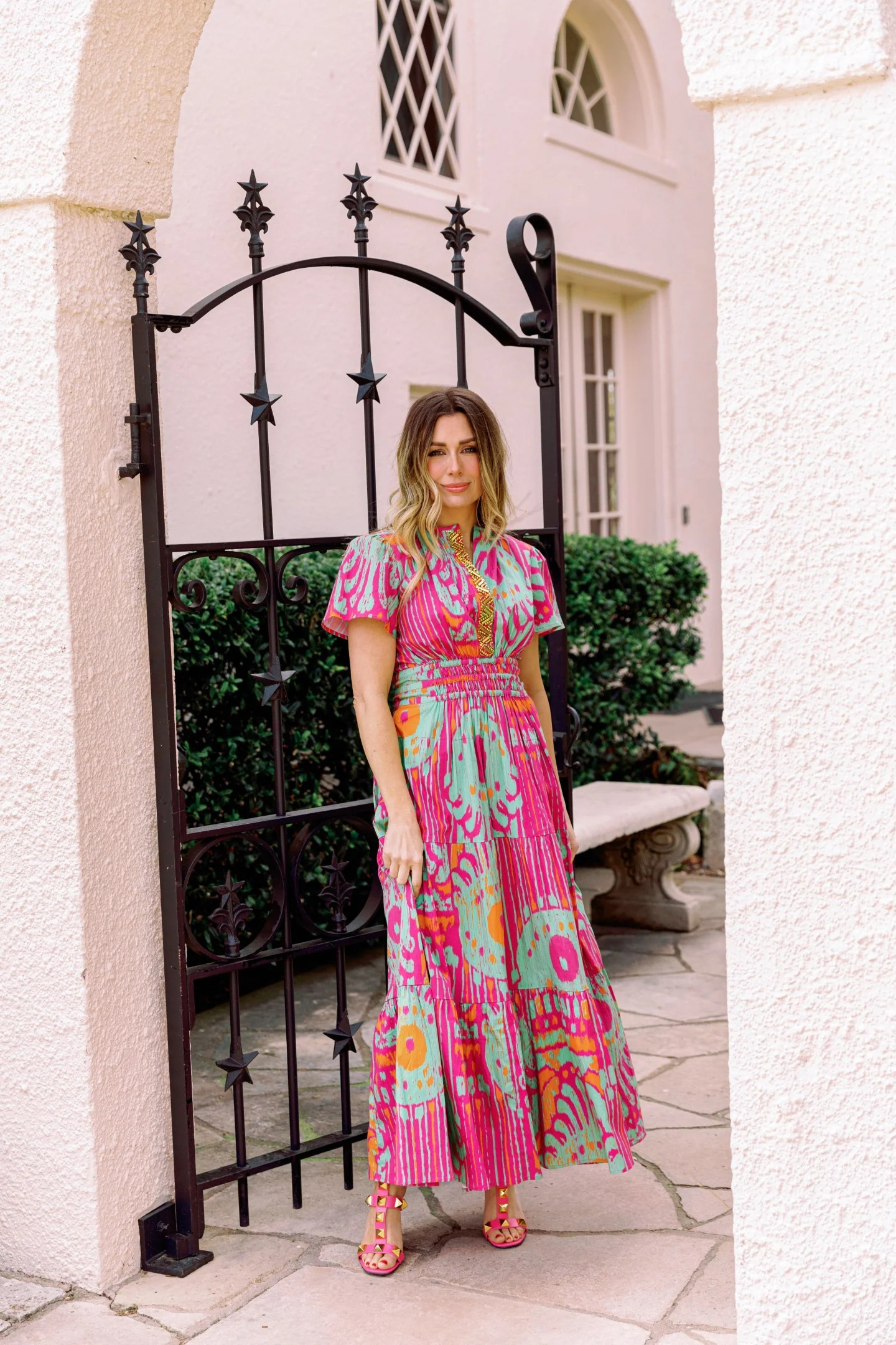 Eloise Dress in Fuchsia + Green Moroccan Ikat | Sheridan French