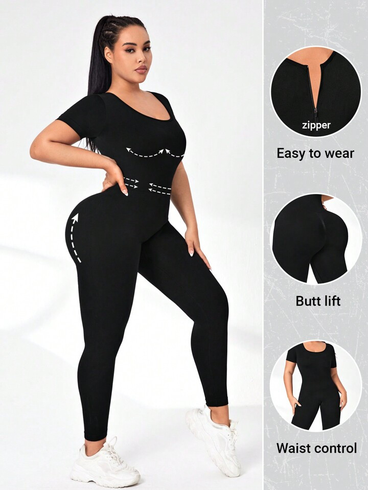 Plus Solid Sports Jumpsuit | SHEIN