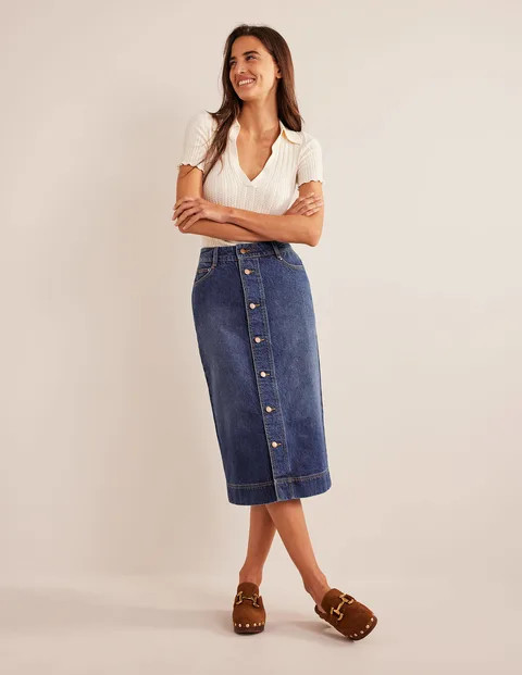 Straight Denim Midi Skirt | Boden (US)