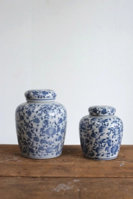 Decorative Blue And White Ceramic Ginger Jar With Lid, Blue | Ashley Homestore