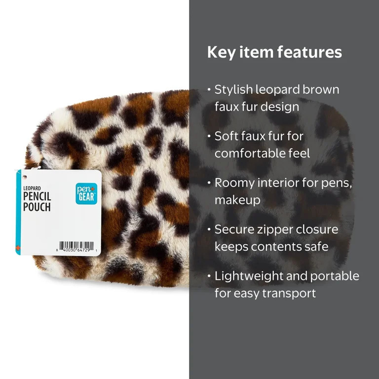 Pen+Gear Leopard Pencil Pouch, Brown,  Perfect for Students of All Ages--Elementary, Middle Schoo... | Walmart (US)