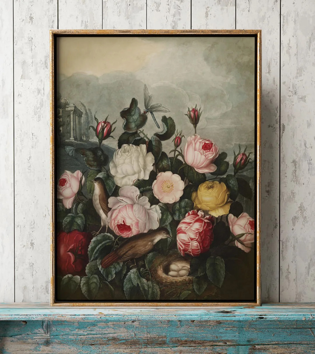 Botanical Poster, Elegant Roses Landscape Print, botanical print, Nature Garden Art, Roses Illust... | Etsy (US)