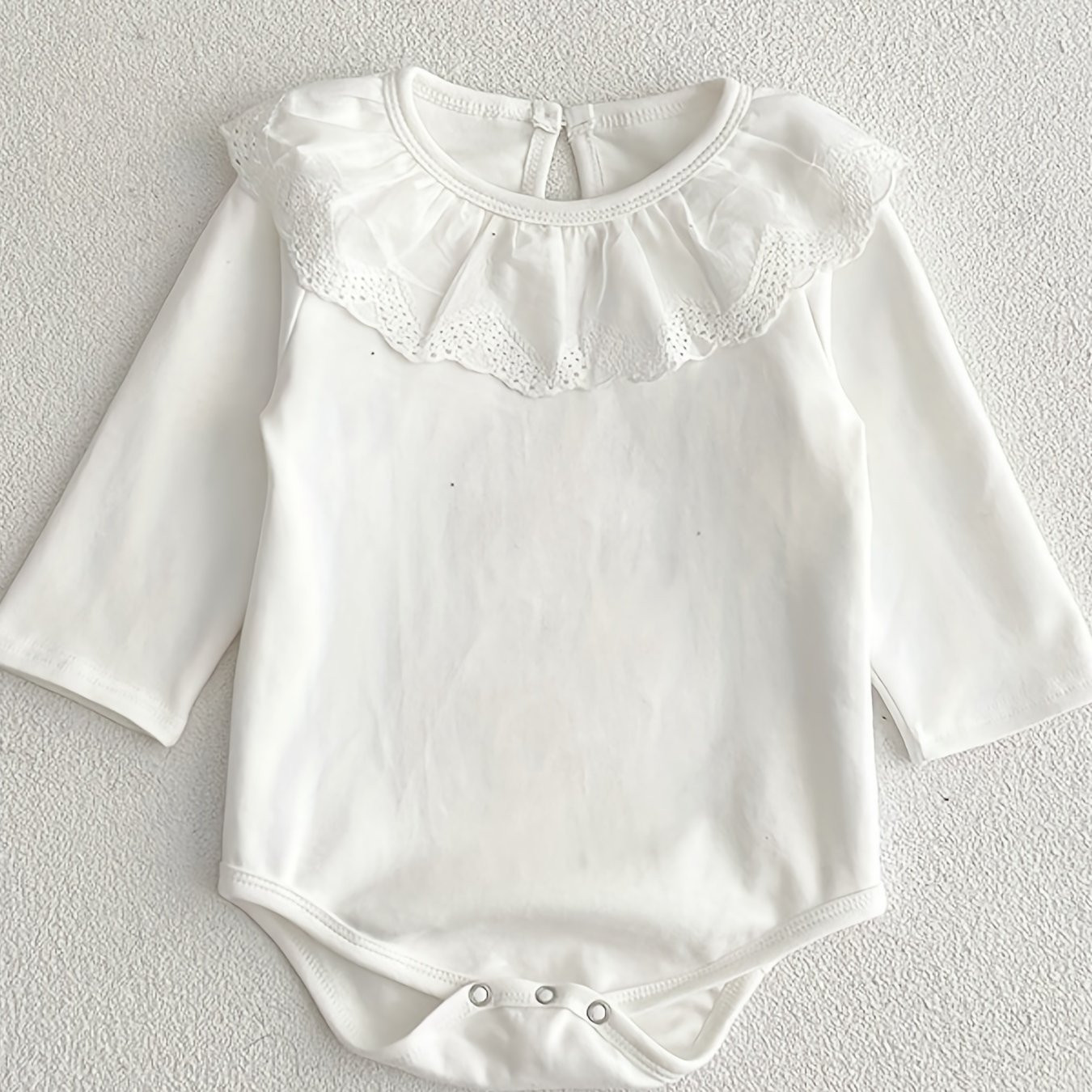 Baby Girl Ruffle Neck Long Sleeve Cotton Onesie   - Temu | Temu Affiliate Program