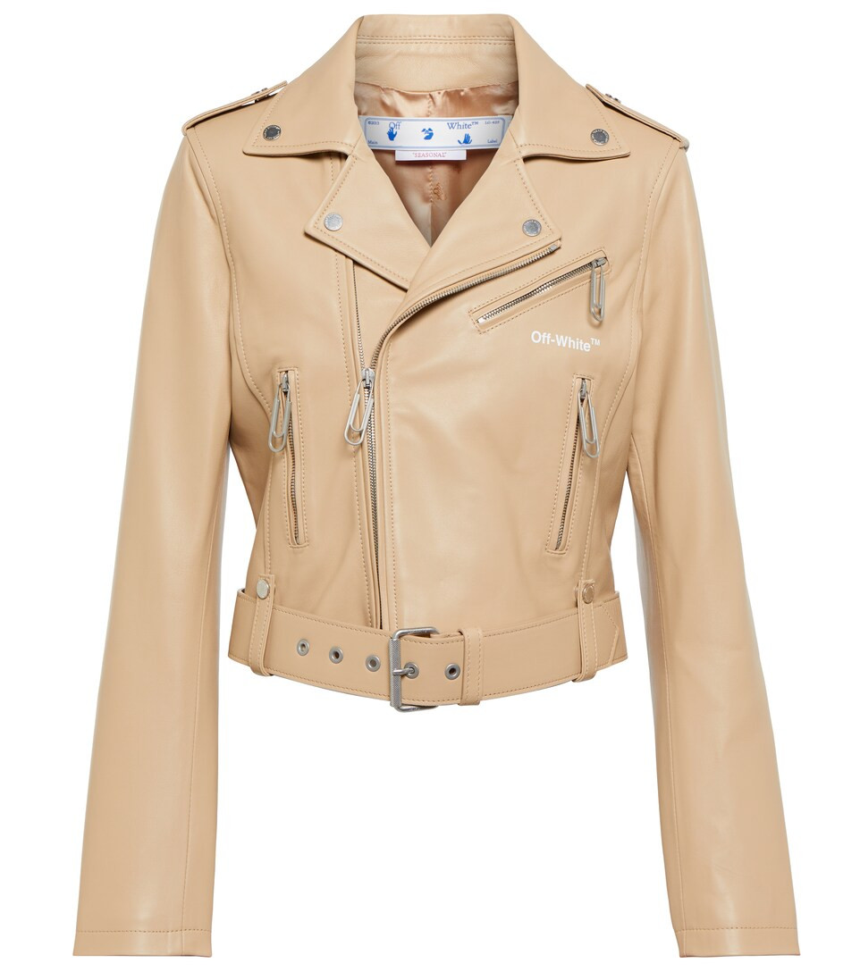 Logo printed leather biker jacket | Mytheresa (US/CA)