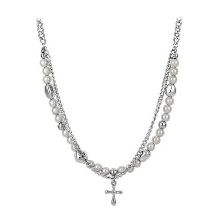Necklace Cross Layeredwomen Doublemenschoker Jewelry Men A Chain Gold Dainty Pendant Charm Pearl Girl | Walmart (US)