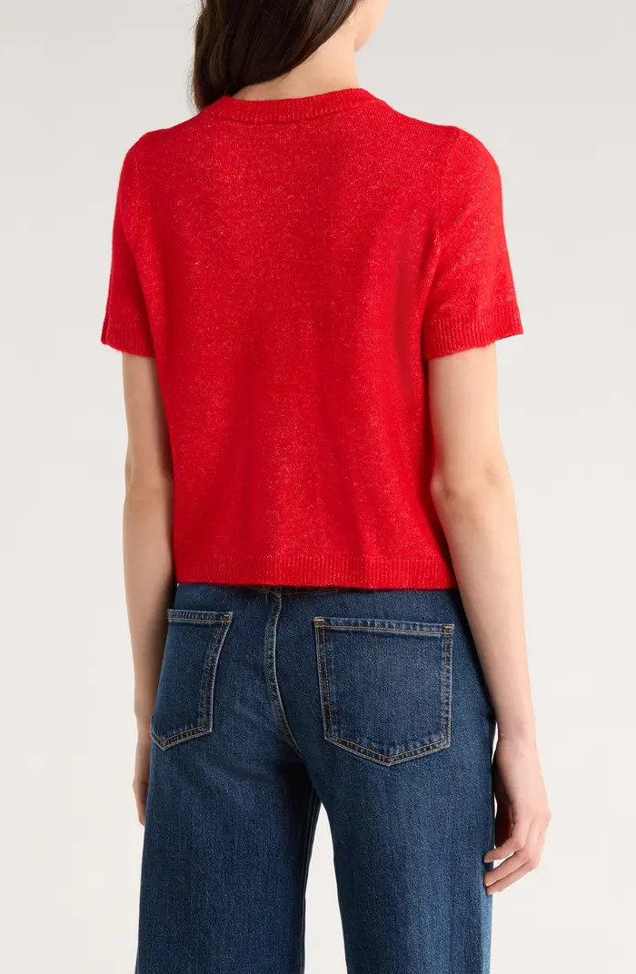 CeCe Short Sleeve Bow Button Cardigan | Nordstrom | Nordstrom