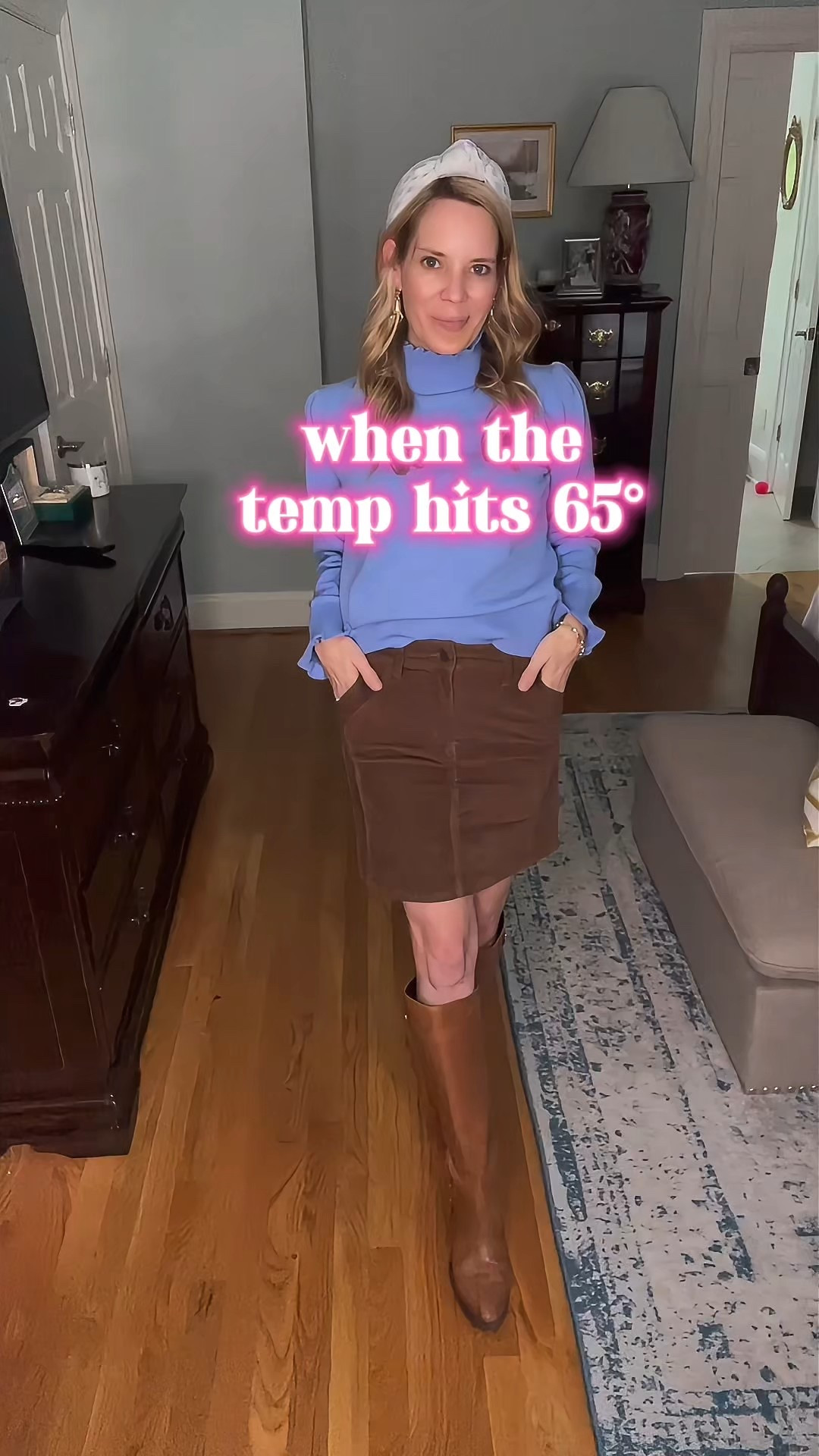 💙🤎 The perfect mix of cozy and classic! I paired this soft ruffle mock neck sweater with a brown corduroy mini skirt for a timeless fall outfit that feels chic but easy to wear. Tall leather riding boots add a polished touch, while the crossbody bag keeps it casual and practical. The pearl-embellished headband and gold horsebit earrings give the look just the right amount of sparkle. ✨

✔️ Amazon ruffle sweater under $35
✔️ Walmart corduroy mini skirt under $20
✔️ Classic Sam Edelman riding boots you’ll wear for years
✔️ Affordable statement accessories to finish the look

This outfit is perfect for fall gatherings, Thanksgiving style, or everyday chic. A modern twist on preppy classics that never go out of style! 🍂

#FallOutfitInspo #PreppyStyle #FallFashionTrends #OOTD #ChicAtAnyAge


#LTKOver40 #LTKFindsUnder100 #LTKFindsUnder50

#LTKFindsUnder100 #LTKOver40 #LTKFindsUnder50