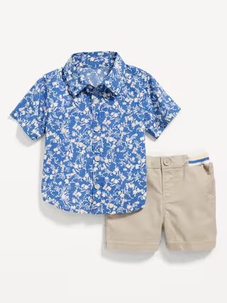 Short-Sleeve Poplin Shirt & Twill Shorts Set for Baby | Old Navy (US)