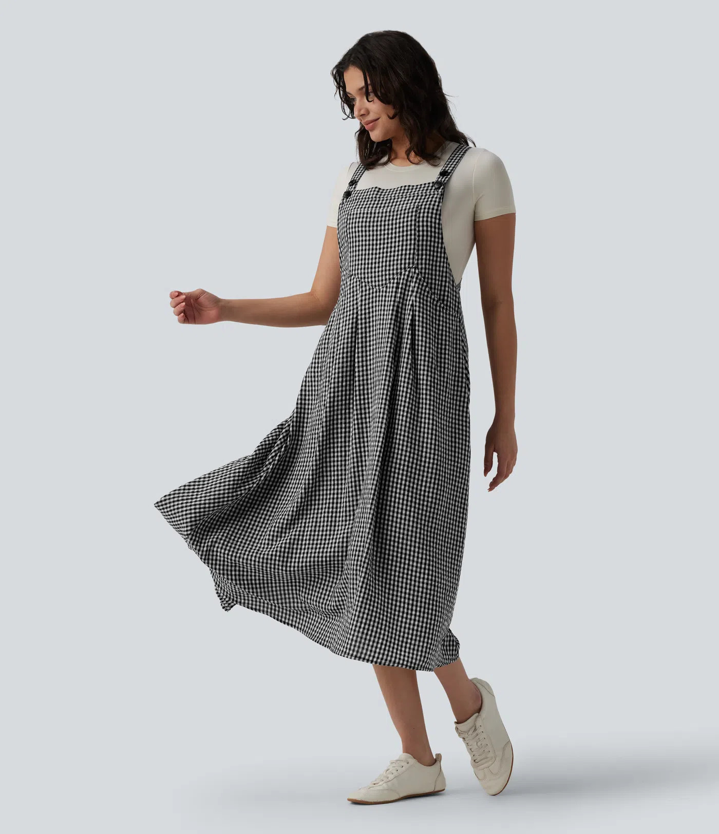Women’s Plaid Flowy Midi Casual Dress with Pockets - Halara | HALARA