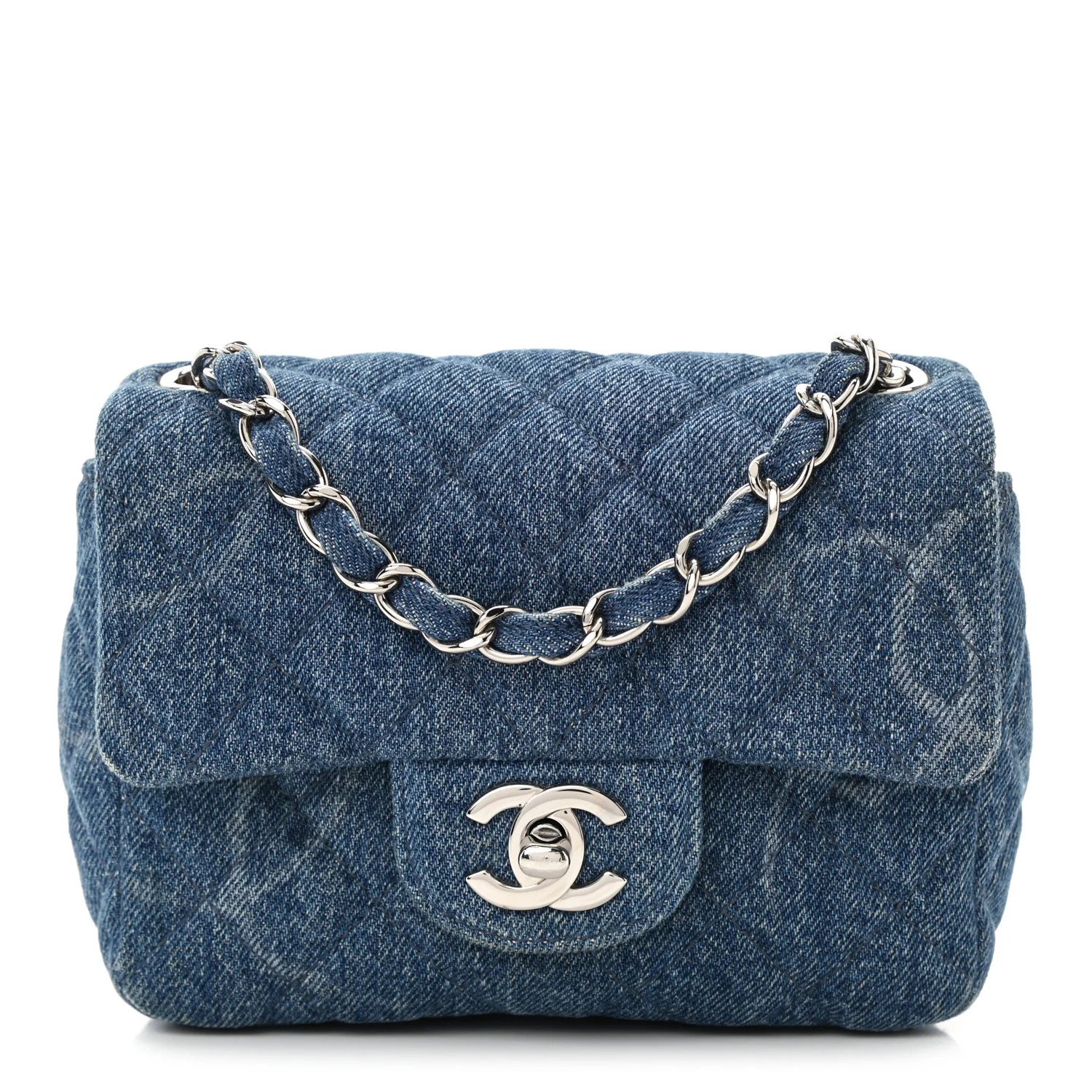 CHANEL Denim CC Quilted Mini Square Flap Blue | FASHIONPHILE (US)