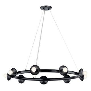 KICHLER Palta 9-Light Black Soft Modern Wagon Wheel Circle Chandelier for Living Room 52642BK - T... | The Home Depot