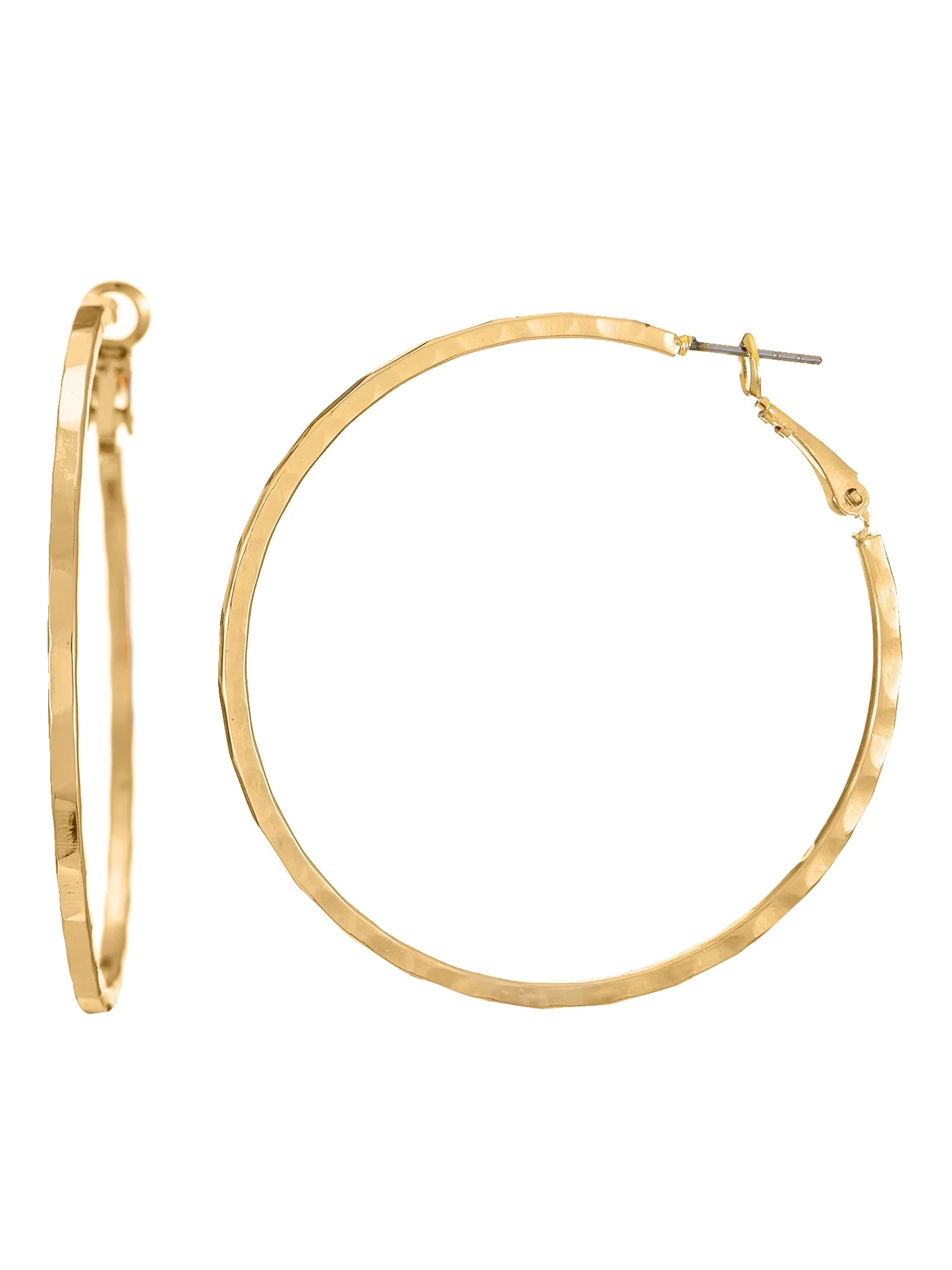 Time and Tru Womens Gold 2.5" Hoop Earrings, 1 Pair | Walmart (US)