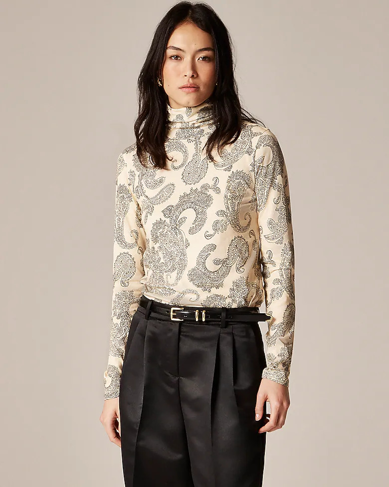 Feather jersey turtleneck in paisley | J. Crew US