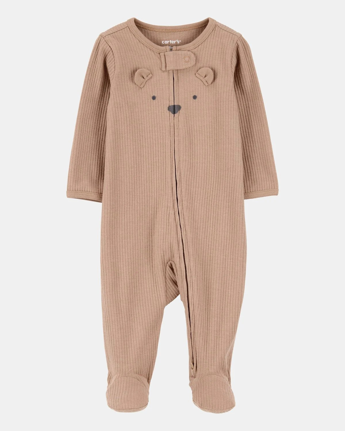 Baby Bear 2-Way Zip Ribbed Sleep & Play Pajamas - Brown | Carter's | Carter's Inc
