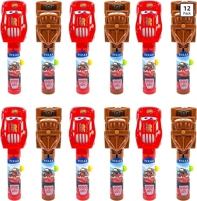 Pop Ups! Cars Lollipop Holders - Mater and Lightning McQueen - 12 Lollipops with Cases - Individu... | Amazon (US)