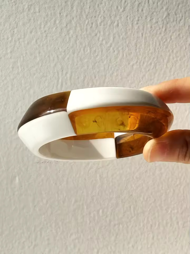 Brown Black White Contrast Geometric Irregular Resin Bracelet for Women Girl Summer Decoration Ba... | AliExpress (US)