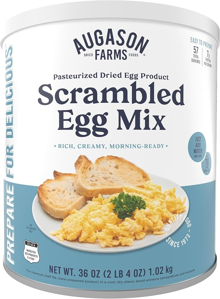 Augason Farms Pasteurized Scrambled Egg Mix Can, Emergency Food Supply, Everyday Meals, 57 Servin... | Amazon (US)