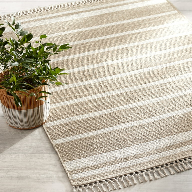 BH&G, Natural and Ivory Stripe 7' x 10' Outdoor Rug by Dave & Jenny Marrs | Walmart (US)