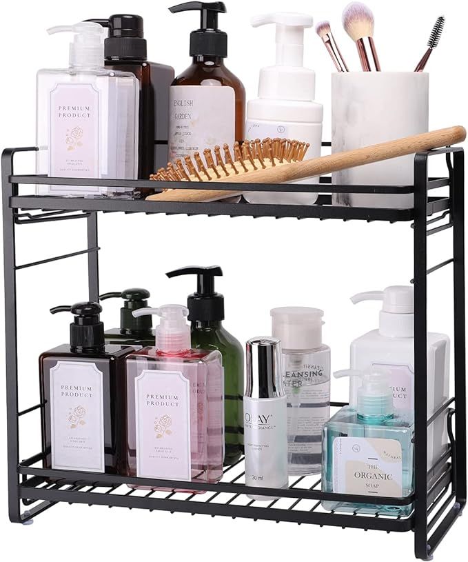 ZCCZ Bathroom Organizer Countertop, 2-Tier Kitchen Bathroom Countertop Storage Shelf, Standing Co... | Amazon (US)