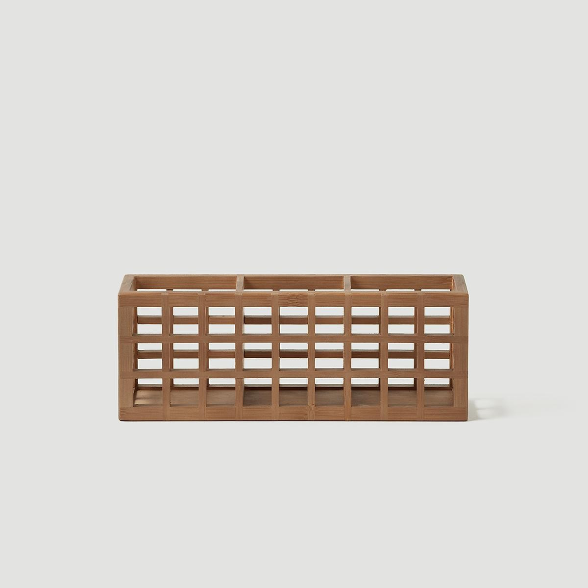 Marie Kondo Kocha Brown Shoji Bamboo 3-Section Pen Organizer | The Container Store