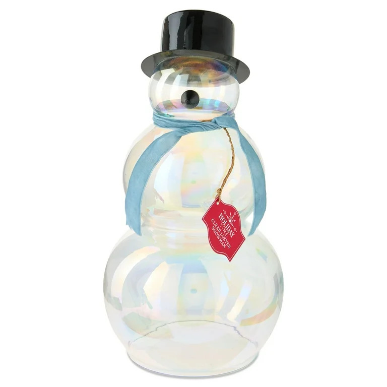 Glass Luster Snowman Christmas Tabletop Decoration, Clear, 13", by Holiday Time | Walmart (US)
