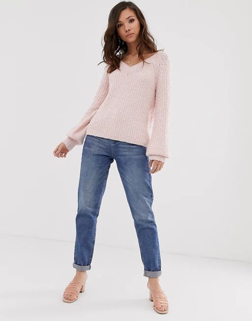 Abercrombie & Fitch chenille bell sleeve knit sweater | ASOS (Global)