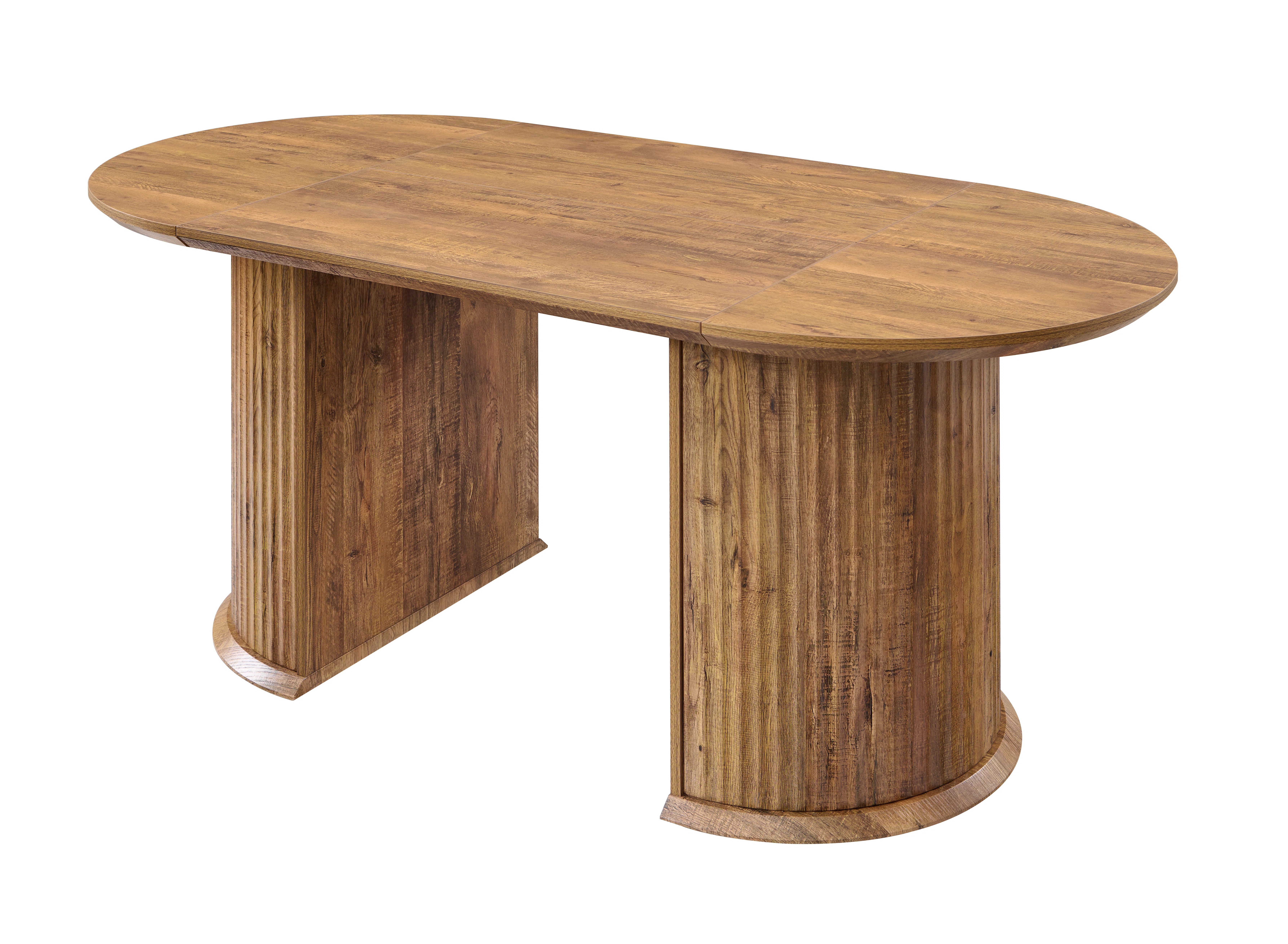 63" Fluted Oval Dining Table Double Pedestal Kitchen Table For 4-6 With Thickened Edge & Semi-Cyl... | Wayfair North America