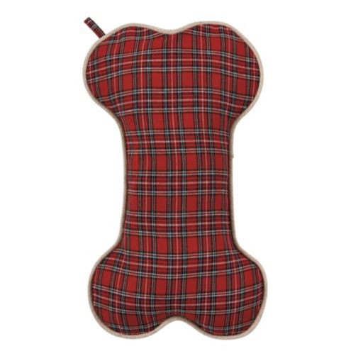 Suzanne Kasler Red Plaid Dog Bone Stocking | Ballard Designs | Ballard Designs, Inc.