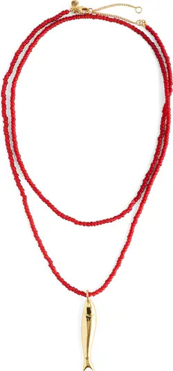 Madewell Fish Pendant Beaded Necklace | Nordstrom | Nordstrom