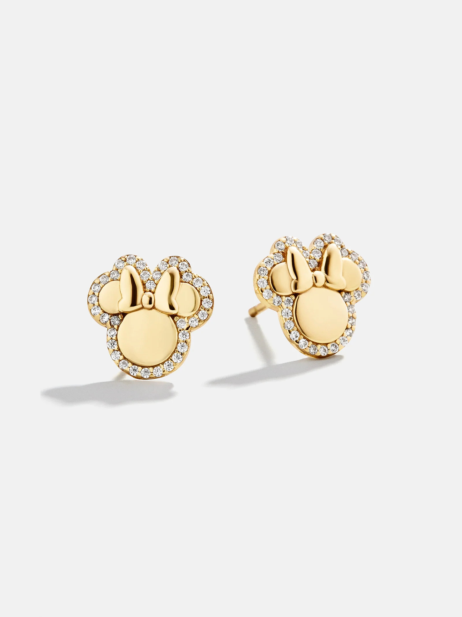 Minnie Mouse Disney Silhouette 18K Gold Plated Sterling Silver Earrings | BaubleBar (US)