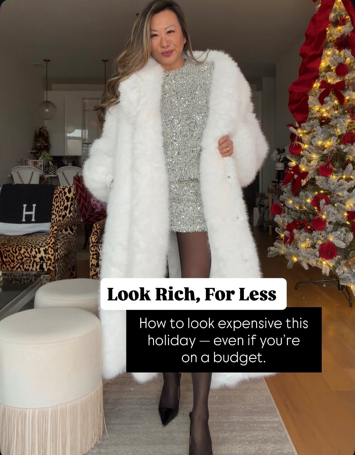 White faux fur. Sequin Zara ootn sweater and skirt. Holiday outfits. Holiday style. Size small in all 

#LTKParties #LTKHoliday