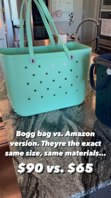Bogg bag vs. the Amazon version! Love both bags but I love the off brand color and price point a little bit more 👏🏻 both age perfect as a beach bag! 

#LTKswim #LTKitbag #LTKfindsunder100