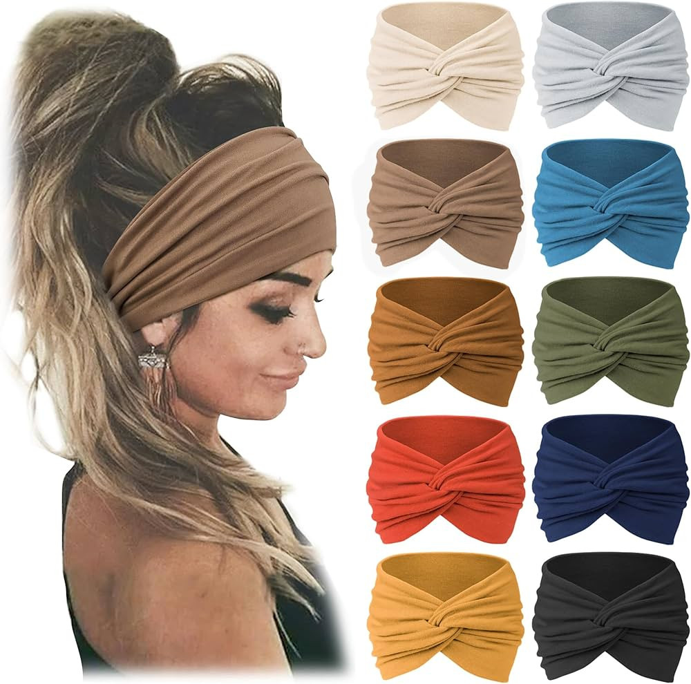 Jesries 10 PCS Women Headbands African Wide Hair Wrap Extra Turban Head Bands for Lady Large Spor... | Amazon (US)