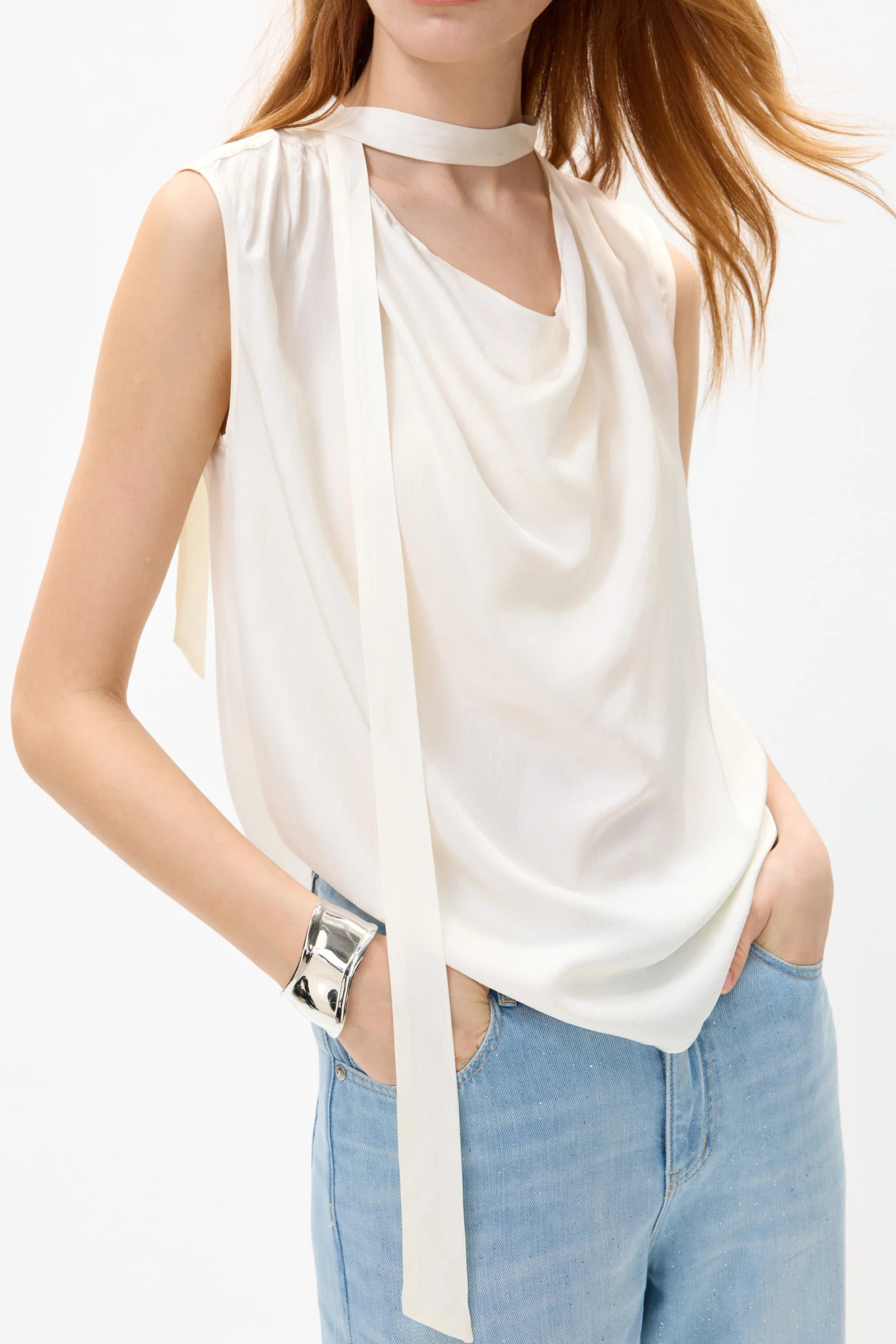 LILY Acetate Cowl Neck Sleeveless Top | LILY Studio