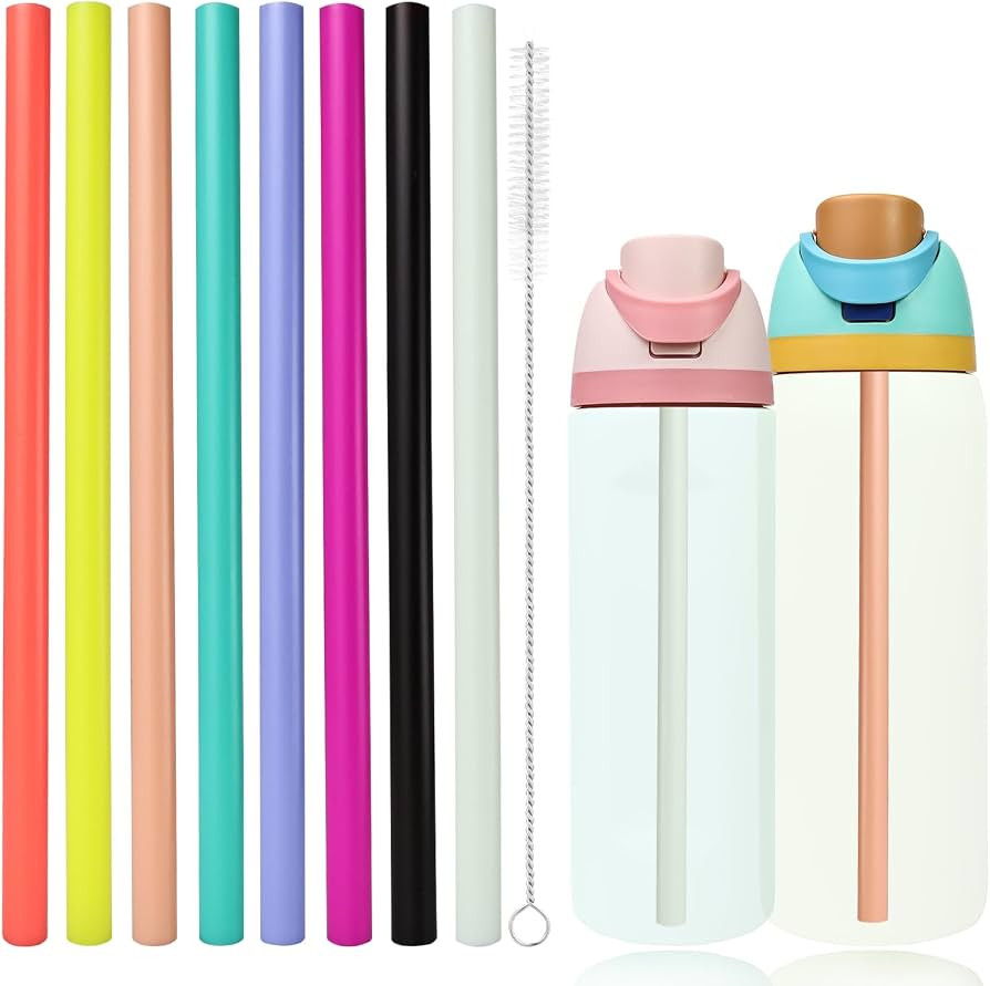 NTIERA 8pcs Replacement Straws for Owala FreeSip 24oz 32oz Bottle, Reusable Plastic Straws with C... | Amazon (US)