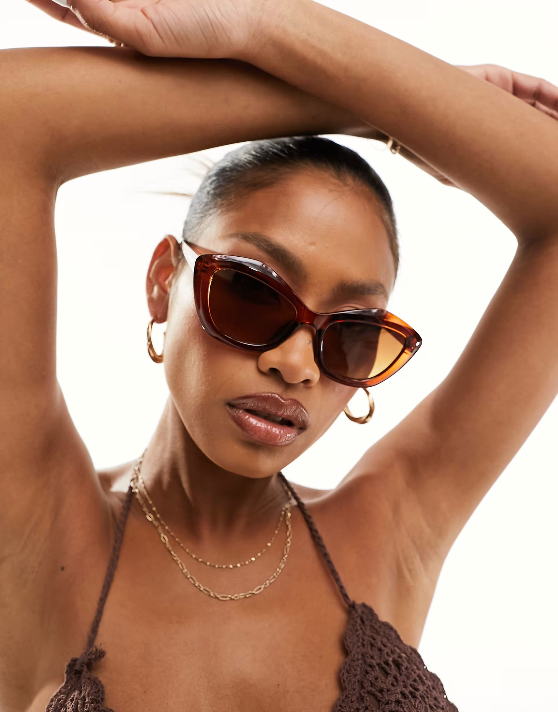 South Beach cat eye sunglasses in brown | ASOS (Global)