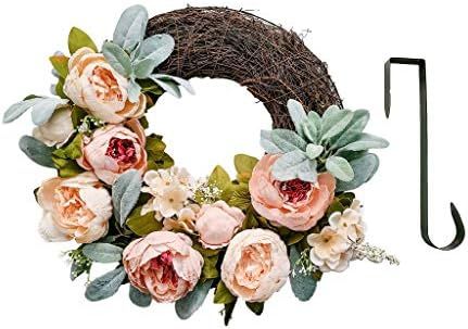 Evie Lee Home Peony Wreath | Spring Decorations for Home | Shabby Chic Wall Decor | Lambs Ear Wre... | Amazon (US)