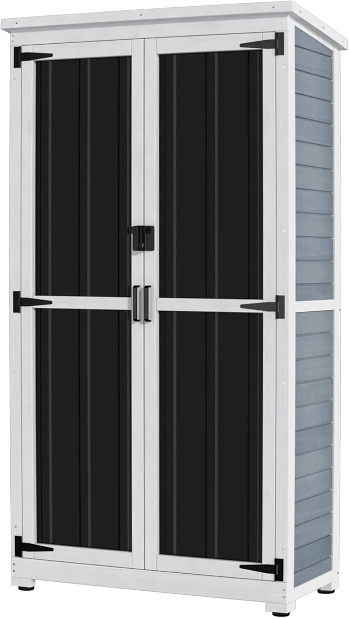 GDLF Outdoor Storage Cabinet Wood & Metal Garden Shed with Waterproof Roof and Sturdy Lockable Do... | Amazon (US)