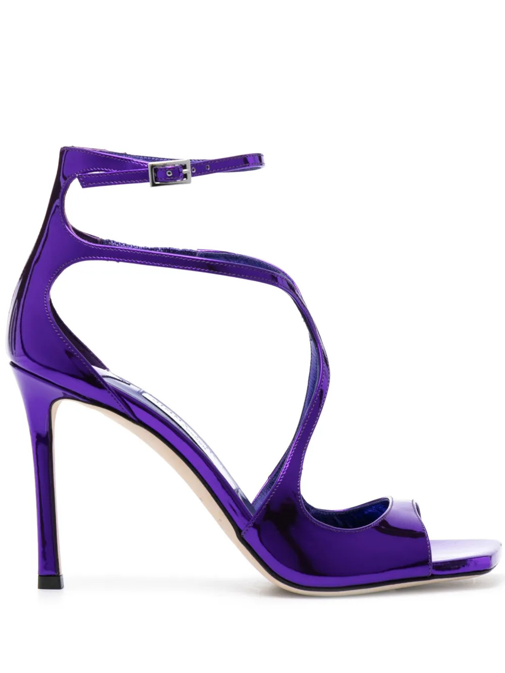 Jimmy Choo Azia 95 100mm Leather Sandals | Purple | FARFETCH | Farfetch Global