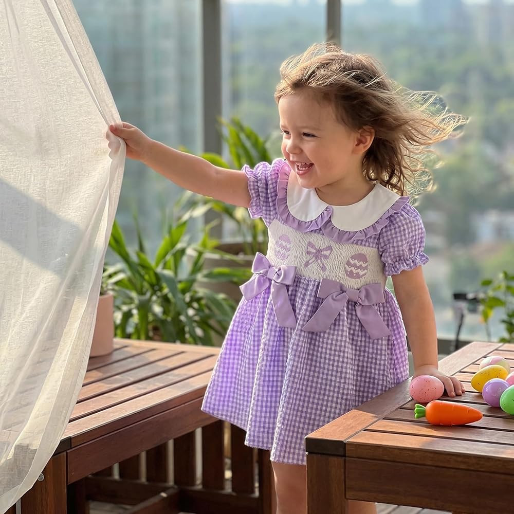 Toddler Baby Girl Golf Outfit Daddys Caddy Smocked Dress Puff Sleeve Dreeses Cute Little Girls Su... | Amazon (US)