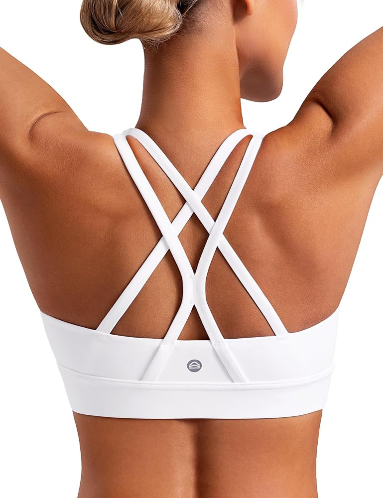 Sports Bras for Women Padded Criss Cross Back Yoga Tank Tops Medium Support Strappy Workout Remov... | Amazon (US)