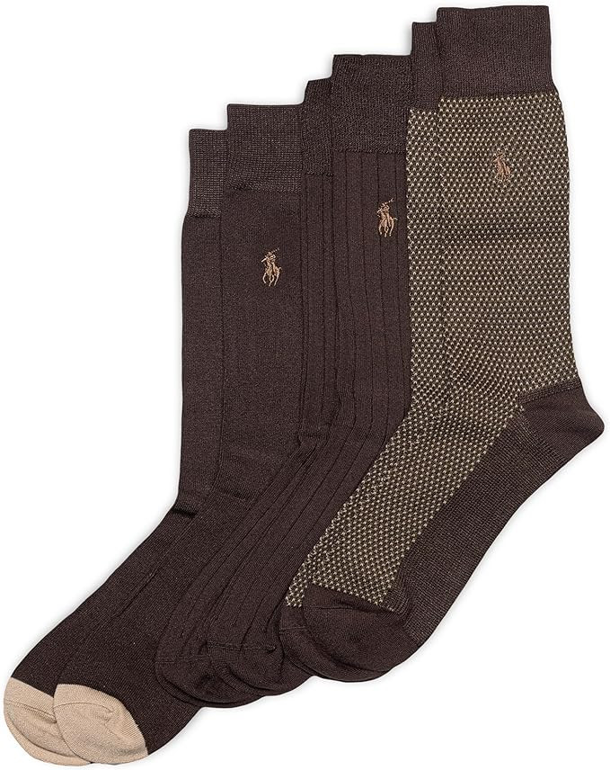 POLO RALPH LAUREN Super Soft Birdseye Dress Crew Socks - 3 Pair Pack - Signature Embroidered Pony... | Amazon (US)
