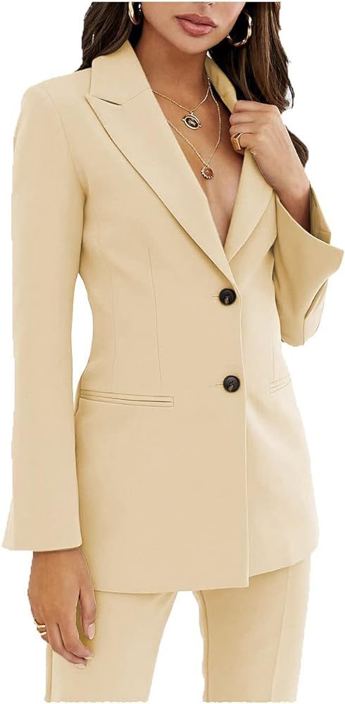 Women's 2 Pieces Suits Set Slim Fit Blazer Pants Lady Work Office Formal Suit | Amazon (US)