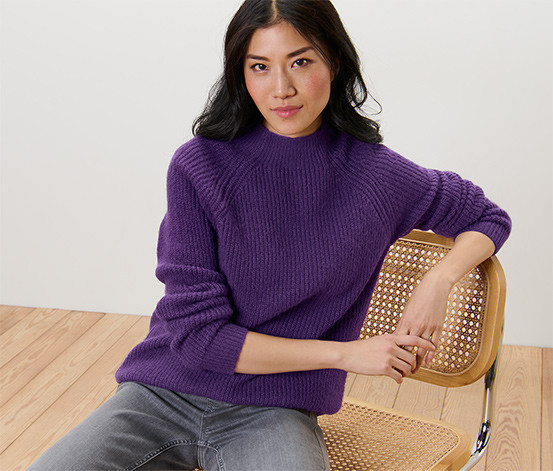Grobstrickpullover mit Stehkragen, lila | Tchibo (DE)